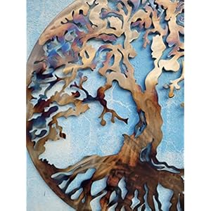 Treeoflifemetalartlargewalldecor36inchesheatcolored Urban Country Home Decor Tree of life metal art large wall decor 36 inches heat colored urban country home decor