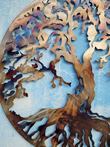 Treeoflifemetalartlargewalldecor36inchesheatcolored Urban Country Home Decor Tree of life metal art large wall decor 36 inches heat colored urban country home decor