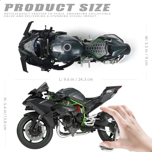 Image of 1:9 Motorcycle Model for Kawasaki Ninja H2R Metal Die-cast Motorcycle Model No Assembly Required Mini Finished Moto Classic Collection Gift for Adult(Black)
