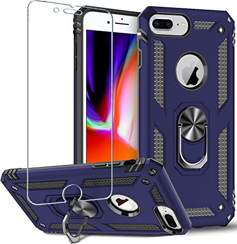 Folmeikat iPhone 8 Plus �P�[�X�AiPhone 7 Plus �P�[�X�AiPhone 6s Plus / 6 Plus �P�[�X�X�N���[���v���e�N�^�[360������]�����O�L�b�N�X�^���h�z���_�[�O���b�v�������C�����v���[�g�A�[�}�[�w�r�[�f��