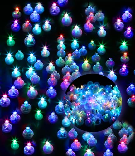 SOBEAU 100 Stück LED Ballons Lichter Mini Led Ballonlichter Bunte Runde Mini Bunt Led Ballonlichter Flash Buntes Licht für Luftballons Papierlaterne Hochzeit Weihnachten Neujahr Karneval Dekor