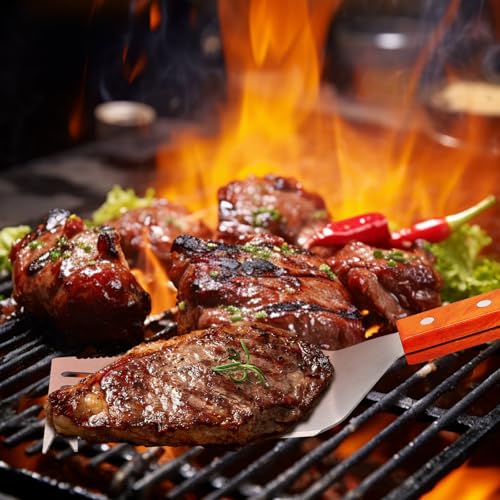 GTNCE 7 in 1 Grillspachtel für Barbecue, Multifunktionales Grillwerkzeug mit Holzgriff, Edelstahl Grillwender, Perfektes Grillzubehör, Grill Zubehör für Männer, Kreativer Grillwender