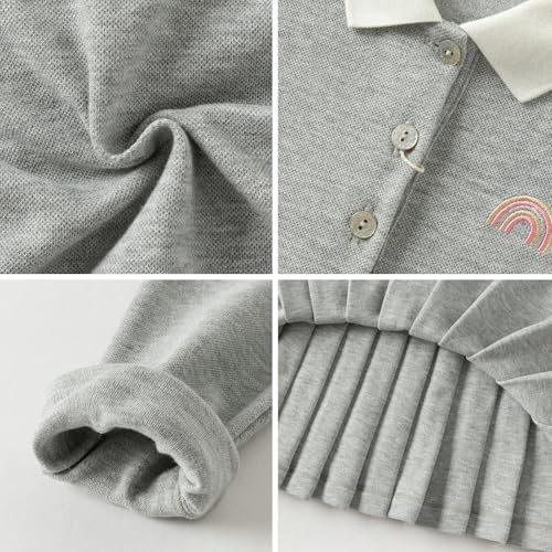 DAVE&BELLA Girls Pique Polo Dress Long Sleeve Solid School Uniform for Toddler Casual Cotton Playwear Dress Athletic Clothes3