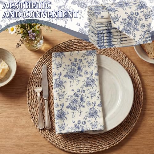 Servilletas de Tela Floral Mindsoft Pack 12 Azul 15x15 in miniatura 6