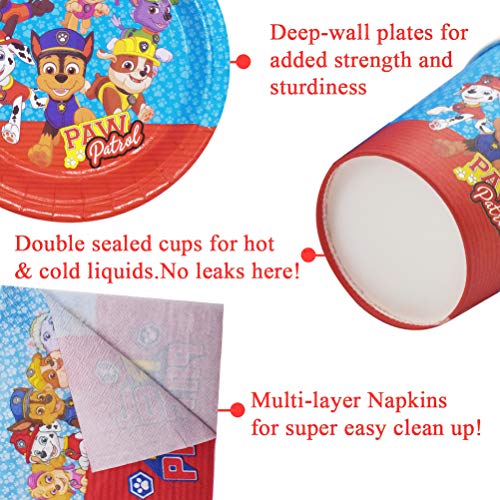 ZSWQ Paw Patrol feestartikelen, feestservies, papieren borden, servetten, bekers, rietjes, verjaardag decoratie set… - Image 8