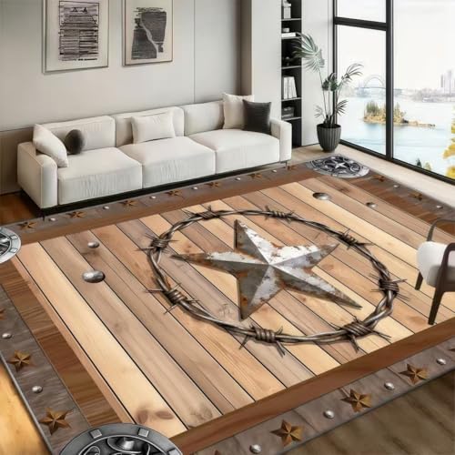 Tapete decorativo Texas Star 4x5ft bajo pelo antideslizante