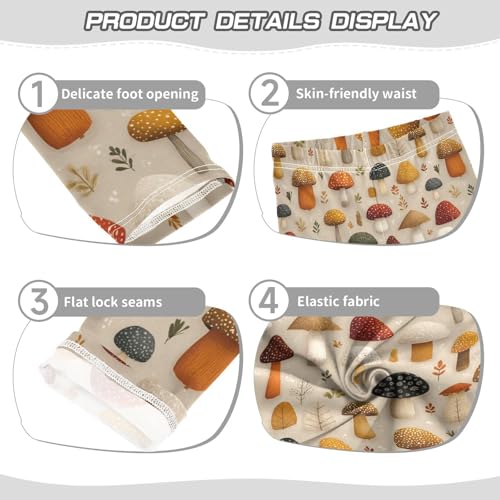 Girls Leggings Cute Mushrooms Leaves Soft Toddler Leggings for Girls Kids Pants Size 4T-10T3