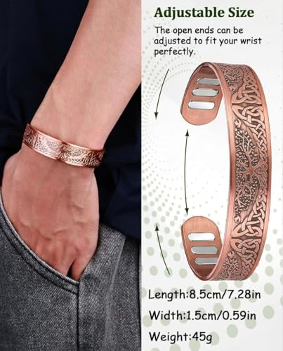 Image of MagEnergy Copper Bracelet for Men, 9X Strength Magnetic Bracelet with 5000 Gauss Magnets, 99.99% Pure Solid Copper, Men's Jewelry Gift