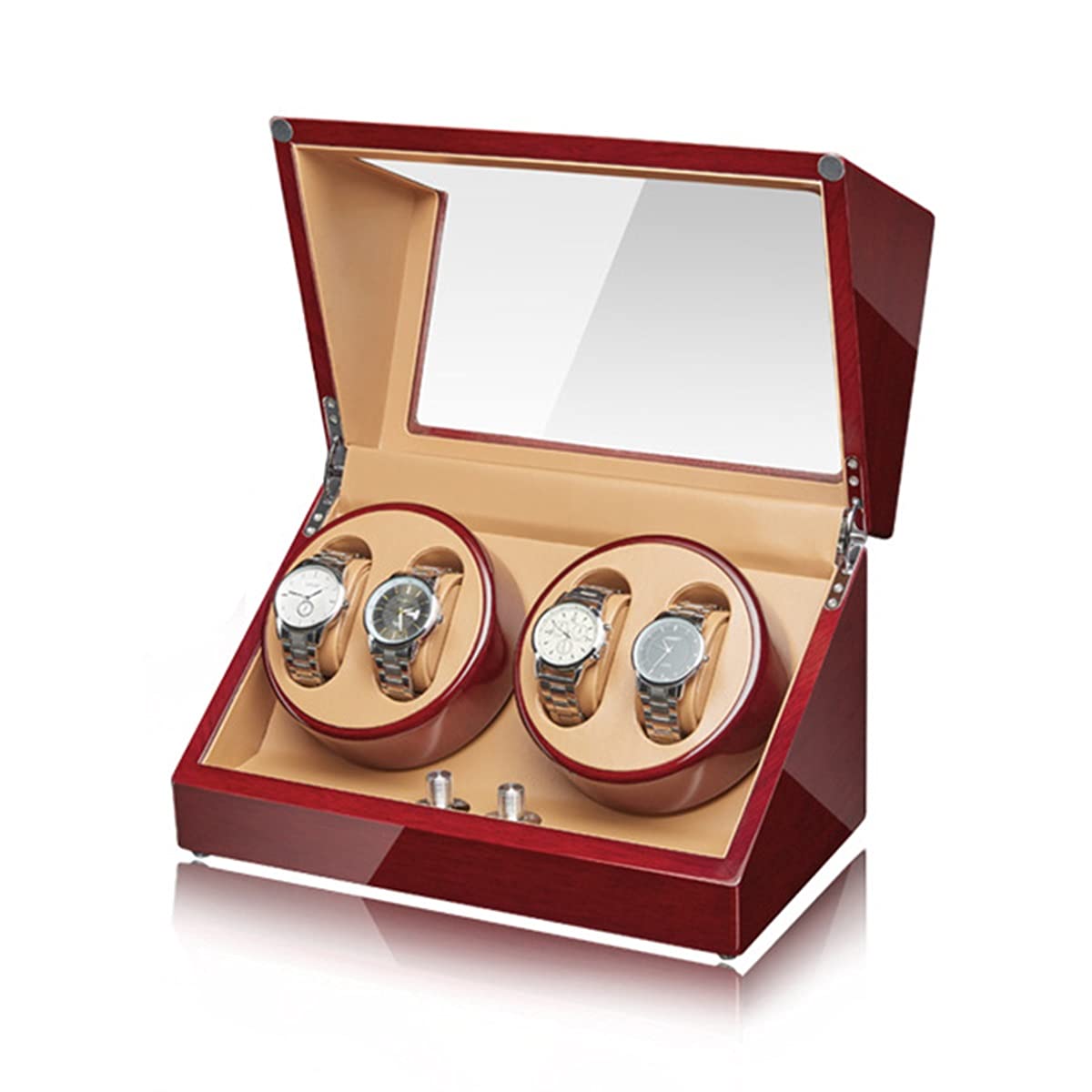 Caja expositora para Relojes, enrollador de Relojes para 4 Relojes automáticos, Estuche de Almacenamiento de Lujo para Relojes mecánicos, Carcasa de Madera, Caja giratori，G