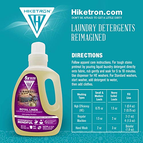 Hiketron 5X Ultra Concentrated | Long Lasting Scented Liquid Laundry Detergent | Removes Tough Stains | Machine Friendly | Royal Linen - 2 Pack (80 Fl Oz, 108 Loads) #TOP5