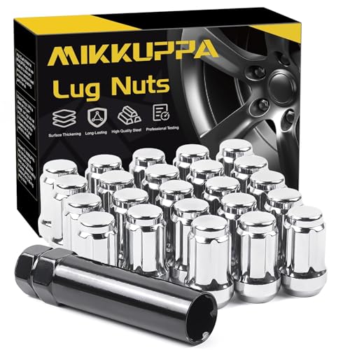 Image of MIKKUPPA 23pcs 1 /2-20 Lug Nuts Spline - Replacement for 1987-2018 Jeep Wrangler, 2002-2012 Liberty, 1993-2010 Grand Cherokee Aftermarket Wheel - Chrome Closed End Lug Nuts