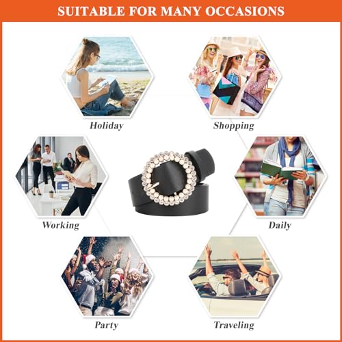 Western Belt for Women, Faux Leather Cowgirl Cowboy Waist Strap with Rhinestone Pin Buckle Belts4