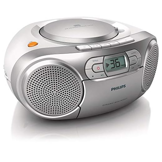 Philips AZ127/12 CD-Soundmachine, CD-Player Tragbar (UKW-Radio, CD, Kassettendeck, Dynamic Bass Boost, Audioeingang) Silber
