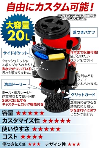 plezier 洗車バケツ 20L 耐荷重100kgセット