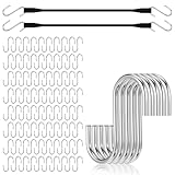 Pafeooui 100 Pcs 2.8“ Heavy Duty S Hooks for Elastic Rope – Rust-Resistant Steel Bungee Cord Hook with Metal S Hooks for Secure Hanging (Indoor & Outdoor Use)