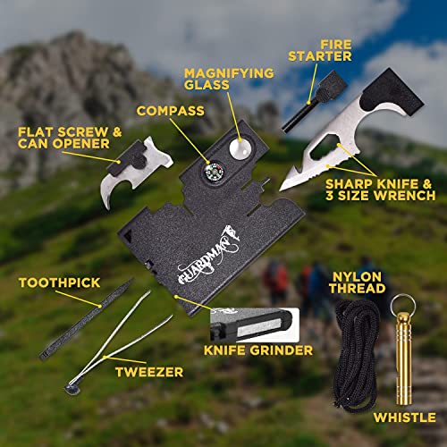 GUARDMAN Credit Card Multitool Upgraded 18 in 1 Survival Multipurpose Wallet Tool Card Knife Fire Starter, Whistle, Compass Dad Gift for Men Fathers Day and Christmas Gift - Image 4
