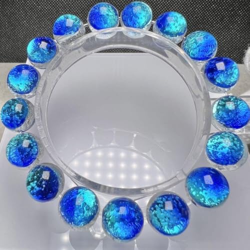 カビラブル一 12mm ブレスレット 沖縄川平湾 蓄光 ホタルガラス とんぼ玉.095je