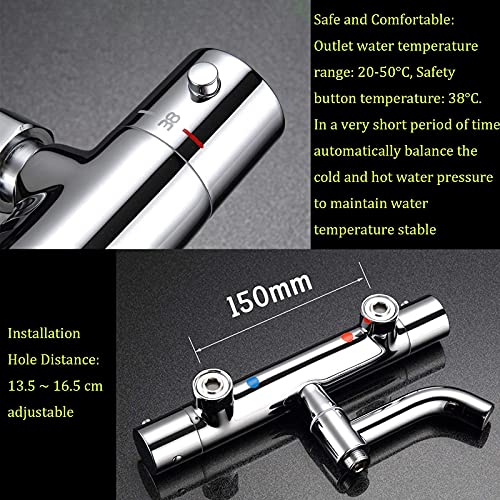 Robinet de baignoire thermostatique mural avec douchette à main chromée - 2