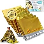 Vidaprime Manta Térmica Supervivencia Reutilizable...: PACK DE 5 MANTAS TÉRMICAS DE EMERGENCIA: Mantente seguro y protegido en cualquier situación de supervivencia o emergencia con nuestro pack de mantas térmicas Vidaprime. Diseñadas para retener y reflejar el 90% del calor corporal, son esenciales para ...