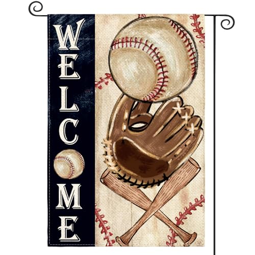 Drapeau de jardin de bienvenue baseball double face pour animer vos journées de match en extérieur