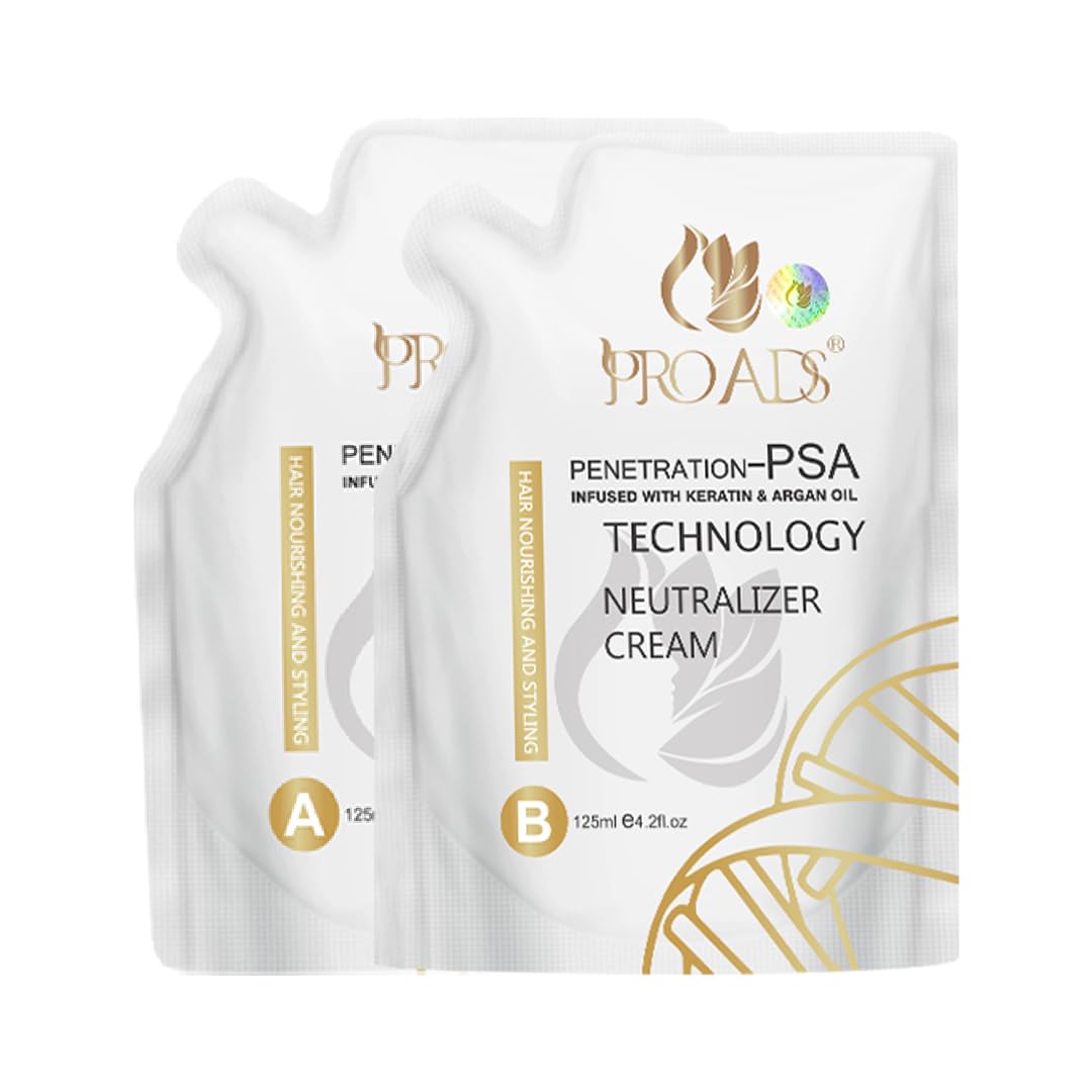PRO ADSStraightening Cream Set (Straightening Cream + Neutralizing Cream) 125ml each Long- Lasting Result Hair Cream Infused With Keratin & Argan Oil for Hair Straightening and Rebonding Treatment
