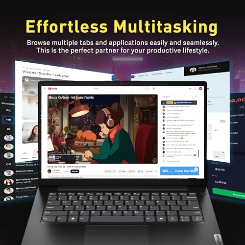 Image of Lenovo V14 G5 Hybrid Work 14 inch FHD Laptop, Intel Core 7-240H, 16GB RAM, 1.5TB Storage(512GB SSD+1TB Docking Station Set), Intel UHD Graphics, Wi-Fi 6, HD Webcam, Win 11 Pro, Black