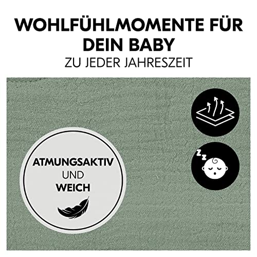 Hauck Schonbezug für Babywippen und Newborn Aufsätze Alpha Bouncer Premium, Alpha Newborn Set Plus, Atmungsaktive Musselin Baumwolle, 85 cm x 74 cm x 0,25 cm (Sage) – Bild 5