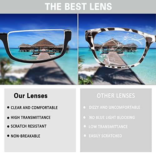 Image of Henotin 4 Pair Reading Glasses for Women Men Readers Half Moon Frame Blue Light Blocking Spring Hinge Eyeglasses (A-mix, 2.00, diopters)