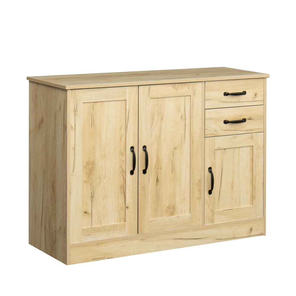 Modern Wood Buffet Sideboard with 2 Doors&1 Storage and 2drawers -Entryway Serving Storage Cabinet Doors-Dining Room Console, 43.3 Inch, Oak