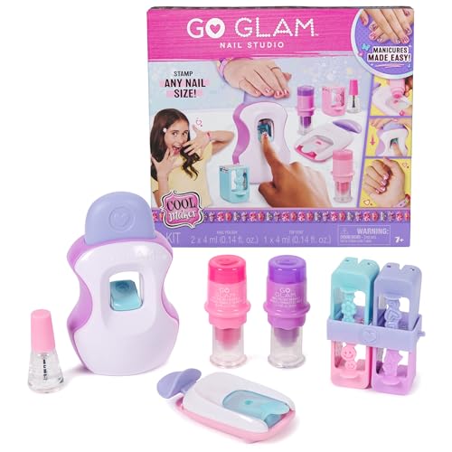 Cool Maker, GO GLAM Studio Nail Kit, Style 200 Nails, 4 Designs, 2 Polish Applicators & Mask (Packaging May Vary), Arts and Crafts for Ages 7 and up