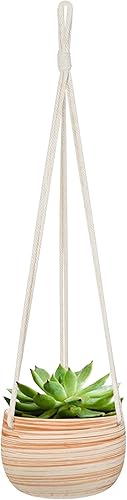 Mkono Macrame Macrame - Maceta de cerámica para colgar, tamaño pequeño, Moderno
