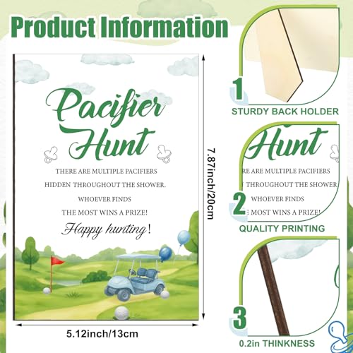 Image of Thyle 51 Pcs Golf Baby Shower Games A Little Putter is on the Way Pacifier Hunt Include Hunt Sign and 50 Acrylic Pacifiers for Baby Shower Game Decoration Gift Sets Gender Reveal Party Decor
