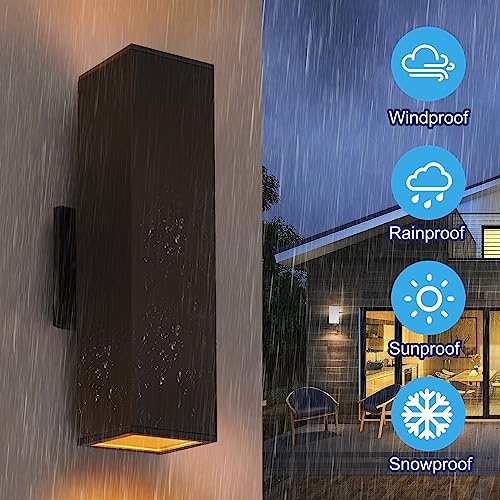 Image of rosykite Outdoor Wall Lights with Dusk to Dawn Photocell Sensor, Exterior Light Fixture Wall Mount with A19 LED Bulbs, Up Down Outdoor Sconce Lights for House Porch Front Door 13 inch Height