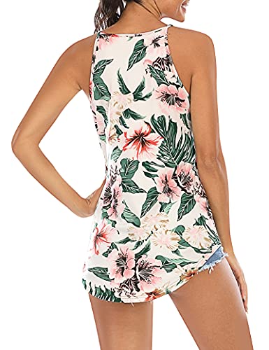Image of LouKeith Womens Tank Tops Casual Flowy Printed Vest Shirts Sleeveless Cotton Soft Summer Tees Blouses