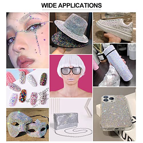 Yhsheen Rhinestones for Crafts,2880 Pcs AB Flatback Gems Crystal Rhinestones,Bedazzler Kit with Glass Rhinestones for Clothes Tumblers DIY Decorations（SS16-SS20 /3.8-5mm,Crystal AB） - Thumbnail 6