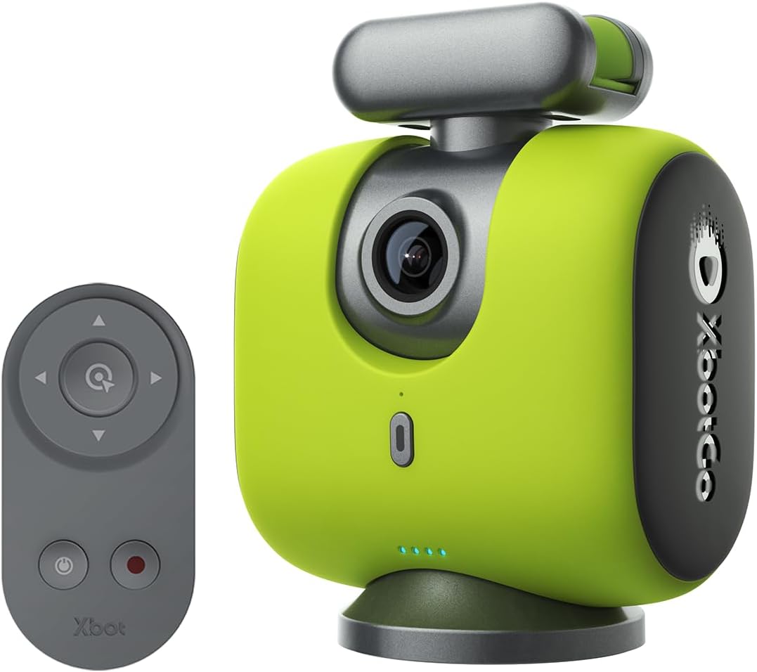 XbotGo Chameleon AI Auto Sports Action Camera - 4K 60FPS Football Camera and Basketball Tracking Camera for Team Sports, Live Streaming, No Subscription, Works with iOS & Android (Lemon Green)
