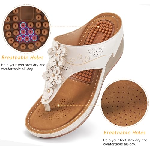 HARENCE Wedge Sandals for Women Dressy: Comfortable Cushion Footbed Walking Platform Shoes Summer Casual Womens Flip Flops4