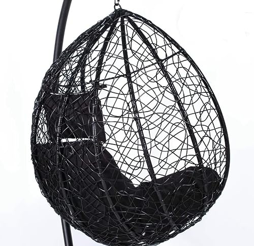 Image of Single Seater Swing Chair with Stand and Cushion Hammock Swing for Adult Outdoor Indoor Garden Living Room Balcony Hanging Chair (Black)