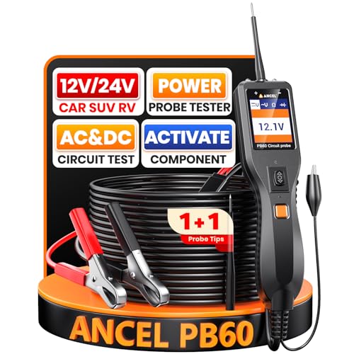 ANCEL PB60 Automotive Power Circuit Probe Tester 12-24V All-in-One Electrical Diagnostic Tool with Component Activation Short Finder Digital Multimeter Ohmmeter Functions for Cars Trucks RVs