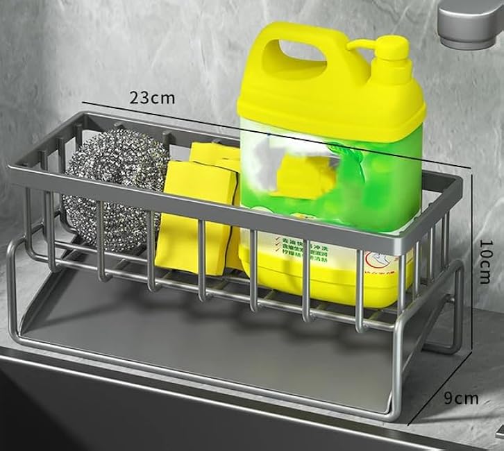 Sink Caddy with High Brush, Soap & Sponge Holder, and Kitchen Sink Organizer ¨C Kitchen Sink Countertop Rustproof Stainless Steel Storage Solutions