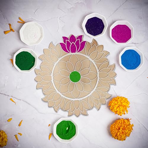 Image of Craftvatika Portable Rangoli Stencil, Decoration Item for Hall, Home and Diwali Gifts, 12 Inches Ananta Rangoli Design Stencils, Diwali Festival Item, Design 1