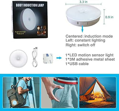 2 Pack LED Night Light with Motion Sensor, LED Cabinet Lighting, USB Rechargeable Light with Auto/On/Off Modes Intelligent Interior Lighting
