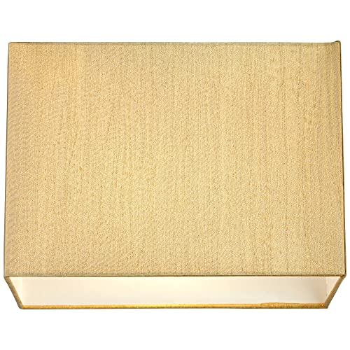 Gold Medium Rectangular Lamp Shade 14" Wide X 8" Deep X 10" High (Spider) Replacement With Harp And Finial - Springcrest #TOP5