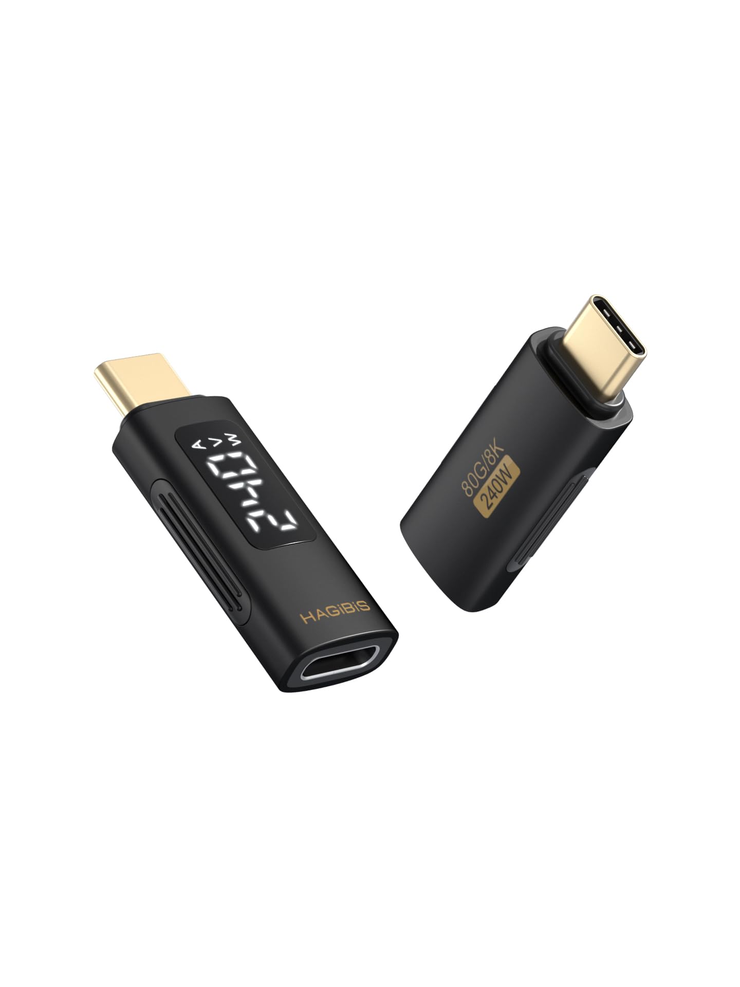 Hagibis LED Display USB C Adapter 240W 80Gbps 8K@60Hz, USB4 V2.0 Connecter for Thunderbolt 4/3, iPhone 16 15 Pro Max, Current Voltage Fast Charging Monitoring Display Tester Detector (AA20)