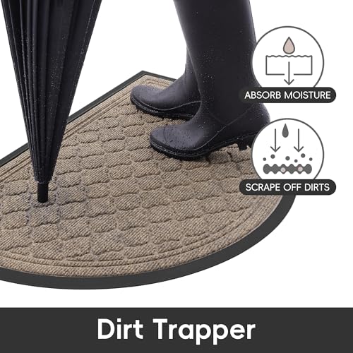 Homaxy Half Moon Door Mats Indoor, Non Slip Rubber Door Matts, Dirt Trapper Absorbent Doormat Outdoor - Image 2