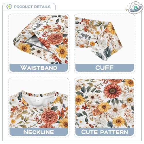 JUNZAN Fall Dahlia Daisy Sunflower White Kids Boys Hoodie Sweatshirt Crewneck Outerwear for Kids Camping 4T3