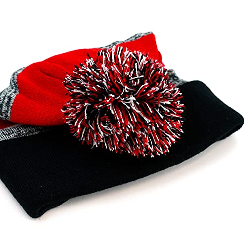 The Hat Depot Kids Cuffed Beanie Knit Stripe Pom Winter Hat3