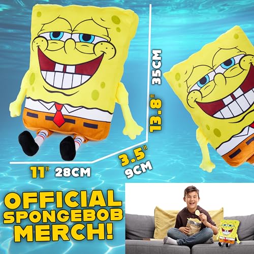 Image of Get Trend Spongebob Squarepants Plush Cushion Pillow, Soft Plush Throw Pillow Cute Fluffy Cushion Bedroom Decor, Gifts for Teens, Women (Yellow Spongebob, L13.8 x W11)