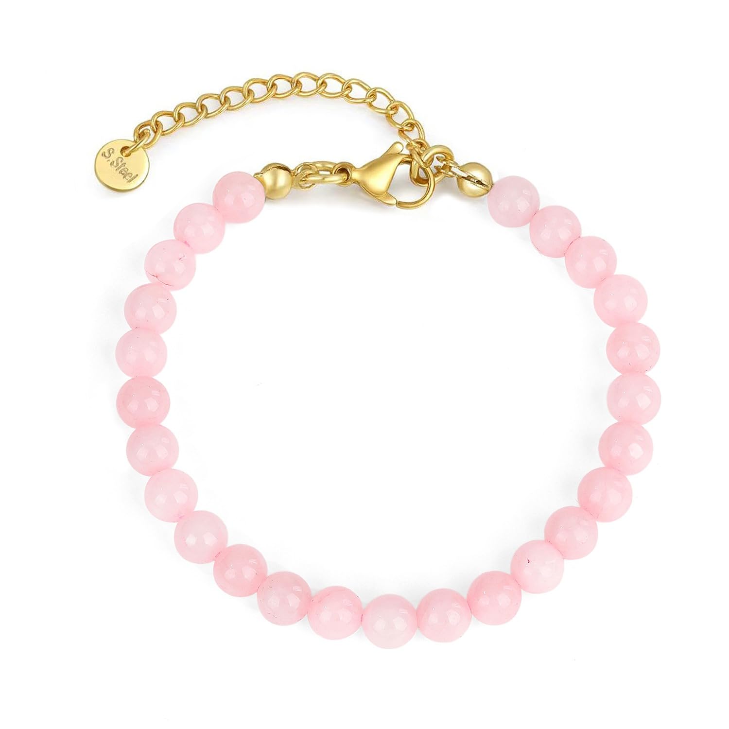 6mm Beaded Bracelets For Women With Stainless Steel Lobster Clasp