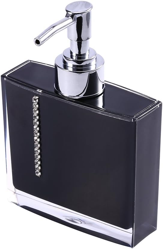 Bathroom Accessories Set, Acrylic Bathroom Designer 5-Piece Bath Accessory Set Decorative Bath Accessory Kit Including Toothbrush Holder Dish Toothbrush Cup Dispenser Gargle Cup (Black)